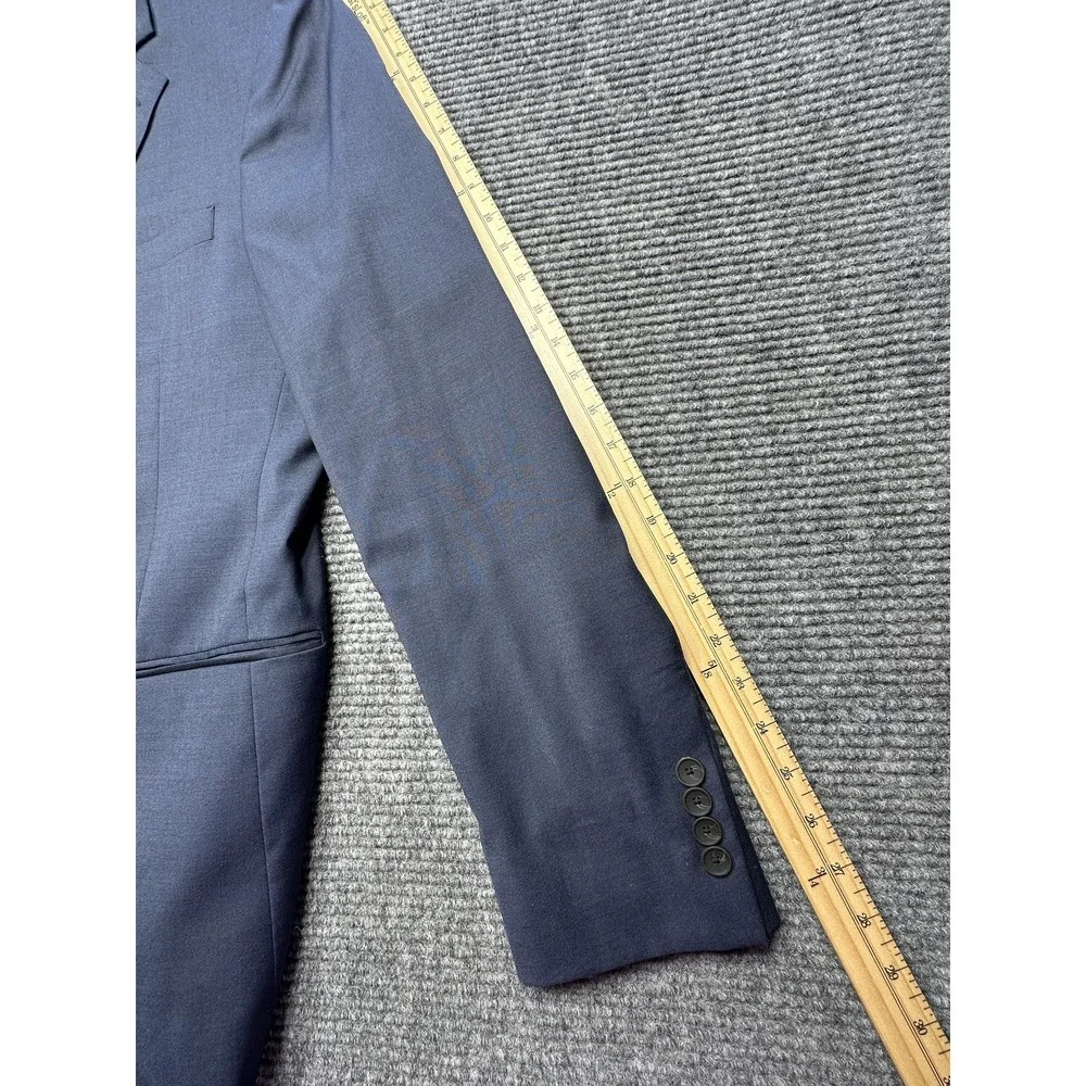Awearness Kenneth Cole Suit Jacket Mens 46 Long Blue Wool Blend Slim Fit Stretch